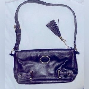 Vintage Etienne Aigner Genuine Leather Shoulder Handbag w/Tassel & Brass Detail